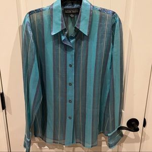 Linda Allard Ellen Tracy Shimmer Button Up Shirt Top